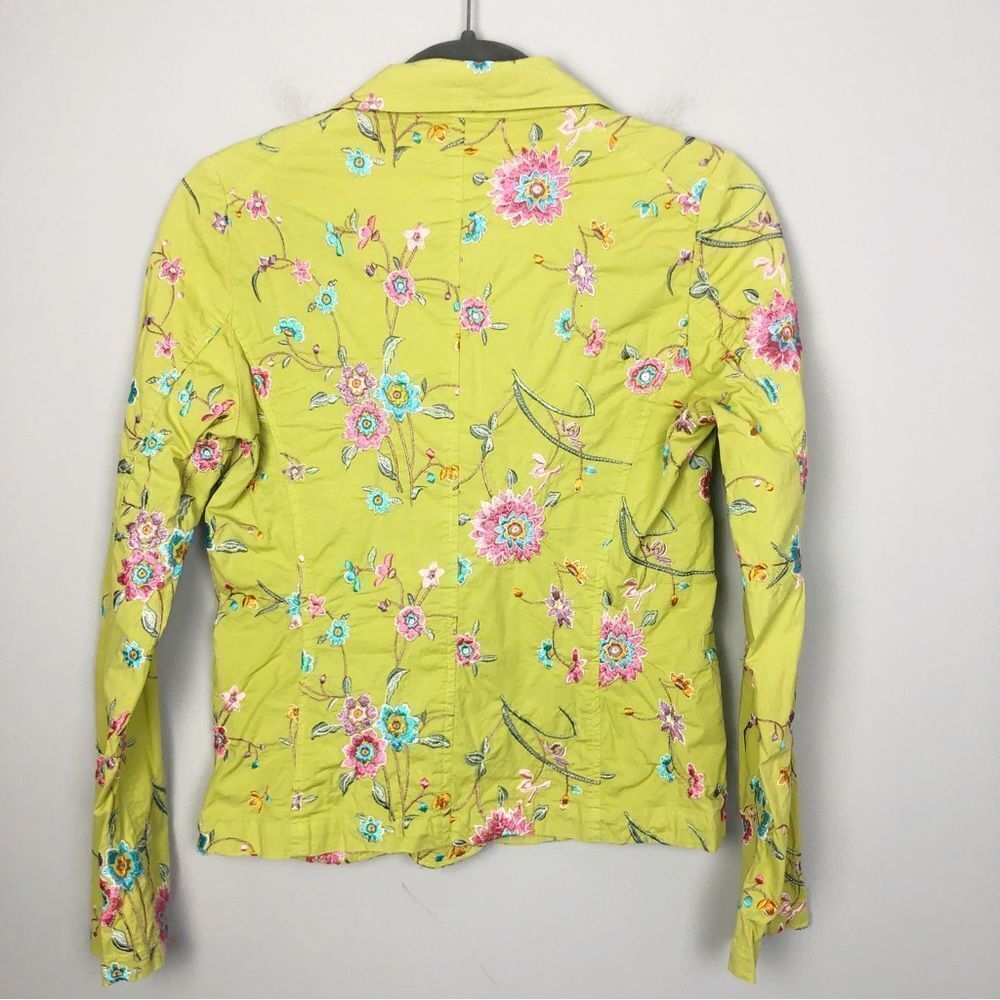 JOHNNY WAS | Embroidered Lime Green Floral Blazer Jacket Women’s Size Small - Picture 9 of 10
